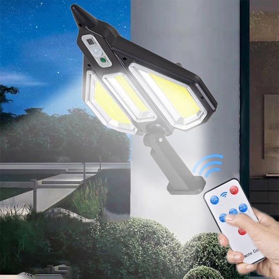 Meitianfacai Solar Outdoor Lights, Water Proof Motion Sensor Lights, Flood Lights Remote Control, Wall Security Lights for Illuminate Yard Garden Patio Front Door Garage