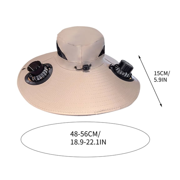 Meitianfacai Solar-Powered Cooling Hat for Adults,USB Charging Fan Hat for Men,Summer Fisherman Hat with Strong Wind & Sun Protection,Adjustable Breathable Outdoor Sun Hat for Hiking,Fishing（Beige)