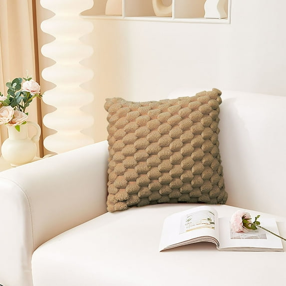 Meitianfacai Solid Color Velvet Pillow Cover with Snowflake Weaving Design for Sofa, Couch, Bedroom, and Living Room Decor