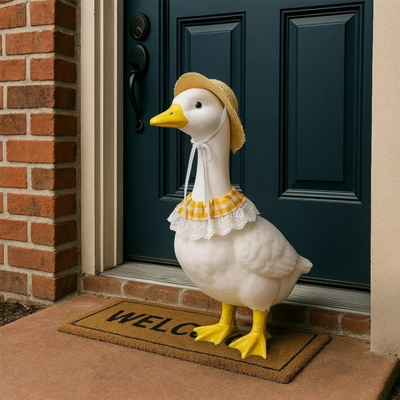 Meitianfacai Spring and Summer Country Style Porch Goose Decor , Seasonal Outdoor Decoration Set for Holiday and Festive Display (Yellow)(Only the Collar and Hat set, No Goose )