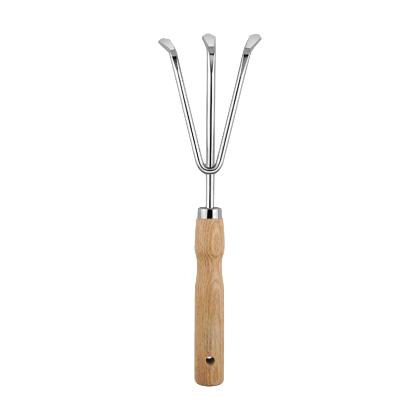 Meitianfacai Stainless Steel Hand Rake Soil Tiller with Wooden Handle