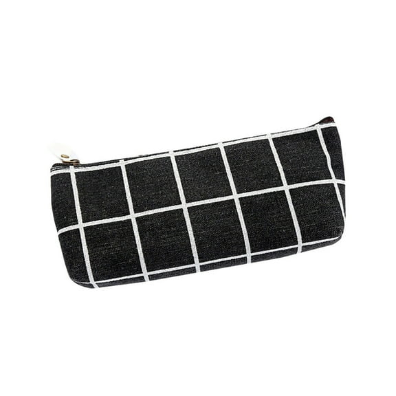 Meitianfacai Stylish Plaid Pencil Case Cosmetic Makeup Bag Storage Pouch Purse Pen Bag (Black)