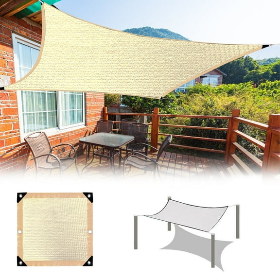 Meitianfacai Sun Shade Sail Rectangle Waterproof Canopy Awning Shelter for Backyard Patio Garden Outdoor Facilities - Beige