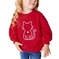 thumbnail image 1 of Meitianfacai Toddler & Girls Sweatshirts Fleece Basic Sweatshirt Cat Printed Tunic Hoodie Crew Neck Long Sleeve Sweaters Pullover Tops Fall Winter Clothes, Girls Red-A Sweatshirt Size 3-4 Years, 1 of 5