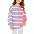 thumbnail image 1 of Meitianfacai Toddler & Girls Sweatshirts Striped Fall Sweatshirts Crew Neck Long Sleeve Sweaters Casual Loose Pullover Tops Fall Winter Clothes Outwear, Girls Purple Sweatshirt Size 7-8 Years, 1 of 4