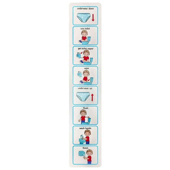 Meitianfacai Toilet Training Visual Aid Chart 10x51cm PVC Material with Step-by-Step Instructions for Potty Training and Skill Development