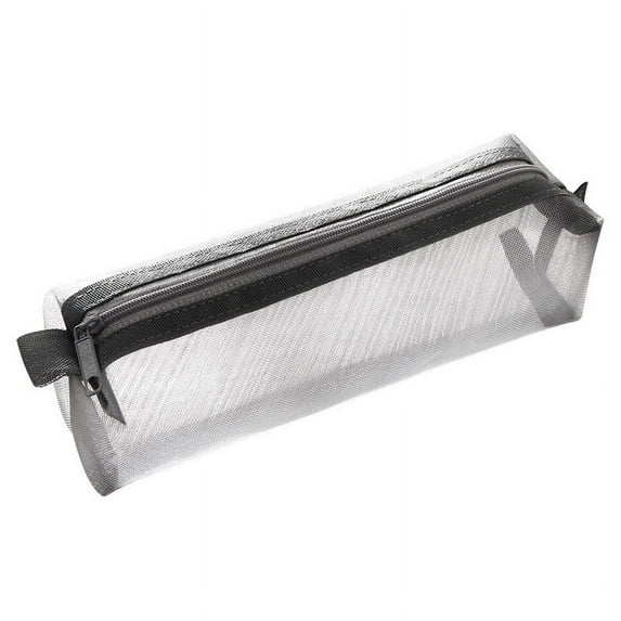 Meitianfacai Transparent Mesh Pencil Case Large Capacity Stationery Bag (Black)