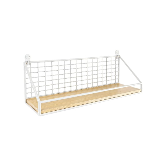 Meitianfacai Wall Shelf, No Drill Wall Mounted Shelf, Industrial Style Storage Shelf with Wire Mesh and Wood, Hanging Organizer for Bedroom and Living Room