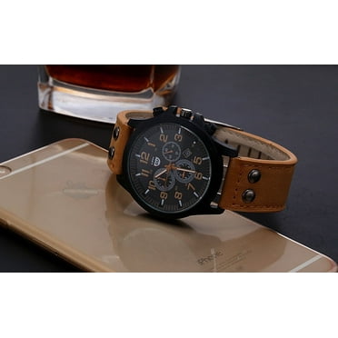 Meitianfacai Watch for Men Valentine's Day Gifts Military Leather Waterproof Date Quartz Analog Men's Quartz Wrist Watches