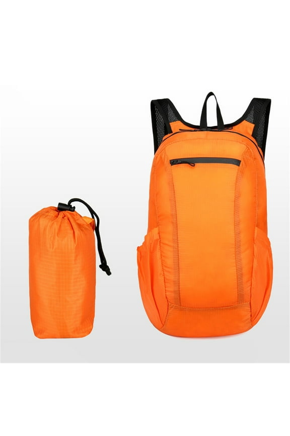 Waterproof Hiking Daypack, Lightweight Packable Backpack for Travel, Airplane Travel Small Backpack for Adults, Outdoor Sports Backpack, Orange, 17"x10"