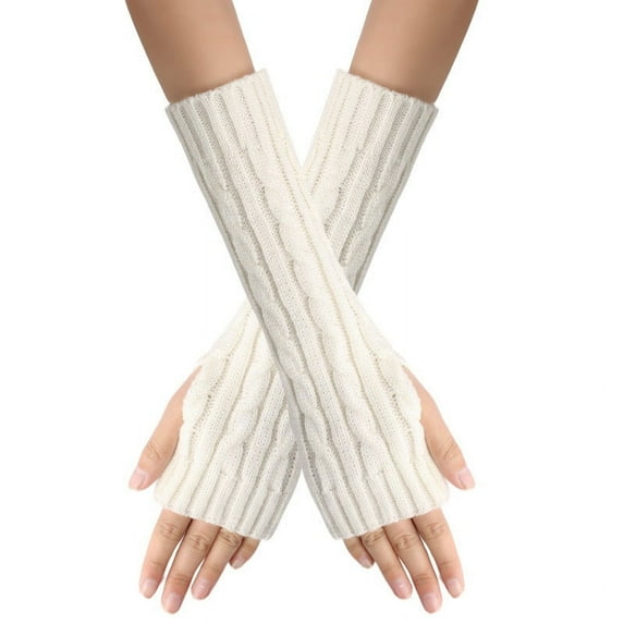 Meitianfacai Winter Gloves Warm Arm Warmers Soft Long Fingerless Gloves for Women