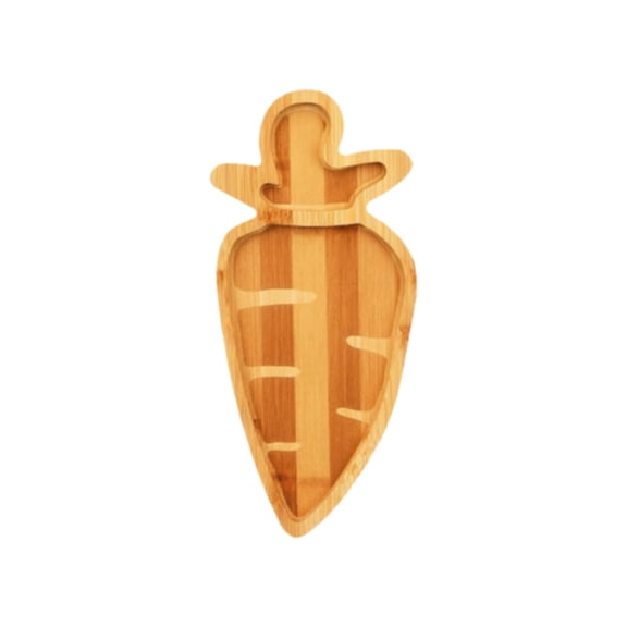 Meitianfacai Wooden Carrot Shaped Dessert Tray, Cartoon Snack and Fruit Platter, Partitioned Easter Themed Serving Dish for Daily Use, Decorative Food Presentation Plate for Treats