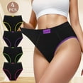 thumbnail image 1 of Meiyating Womens High Waisted Underwear Cotton Panties Soft Stretch Breathable Comfy Full Coverage Briefs 4 Pack, 1 of 6