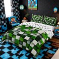 thumbnail image 1 of Meiyoeat 3D Textured Green Block Pattern Duvet Cover King, Modern Moss Cube Print King Bedding,3 Pieces,No Comforter, 1 of 6