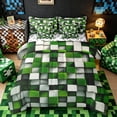 thumbnail image 1 of Meiyoeat 3D Textured Green Block Pattern Queen Bedding 7pcs, Modern Moss Cube Print Bedding Comforter Set Queen, 1 of 6