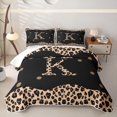 thumbnail image 1 of Meiyoeat Animal Leopard Letter K Bed Spread Queen for Girls,Classic Polka Dot Queen Coverlet Set,Black Beige Brown, 1 of 7