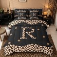 thumbnail image 1 of Meiyoeat Animal Leopard Letter R Bedding Comforter Set 7pcs for Women Juniors, Classic Polka Dot Queen Bedding Sets for Bedroom, Black Beige Brown,Black Reversible, 1 of 6