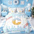 thumbnail image 1 of Meiyoeat Baseball Ice Cream Twin Bedding Sets for Boys Girls, Blue Initial C Letter Bedding Comforter Set, Polkadot Reversible, 7 Pieces, 1 of 5