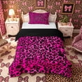 thumbnail image 1 of Meiyoeat Black Pink Leopard Print Twin Duvet Cover, Animal Spot Pattern Twin Bedding,2pcs,No Comforter,Black Reversible, 1 of 5