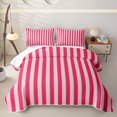 thumbnail image 1 of Meiyoeat Bold Vertical Stripe Quilt Full for Girls, Contemporary Pinstripe Full Bedspread Sets, Hot Pink, 1 of 7