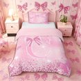 thumbnail image 1 of Meiyoeat Bow Letter C Twin Duvet Cover for Teens, Sparkle Glitter Butterfly Print Twin Bedding,Pink Reversible,2pcs,No Comforter, 1 of 5