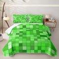 thumbnail image 1 of Meiyoeat Bright Green Pixelated Miners Bed Spread Queen,Simple Square Tile Print Queen Coverlet Set, 1 of 7