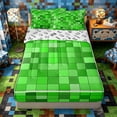 thumbnail image 1 of Meiyoeat Bright Green Pixelated Miners Zipper Full Size Comforter Sets with Fitted Sheet and 2 Pillowcases, Simple Square Tile Print Zipper Bedding Set,4pcs, 1 of 6