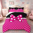 thumbnail image 1 of Meiyoeat Bright Polka Dot Print Queen Comforter Set 3 Pieces,Playful Bow Pattern Comforter Sets Queen,Pink Black White,1 Comforter and 2 Pillowcases, 1 of 6