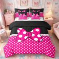 thumbnail image 1 of Meiyoeat Bright Polka Dot Print Twin Bedding 7-Piece, Playful Bow Pattern Bedding Comforter Set, Pink Black White, 1 of 6
