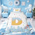 thumbnail image 1 of Meiyoeat Cartoon Dripping Ice Cream Twin Bedding for Boys Girls, Blue Baseball D Letter Duvet Cover Set, Polkadot Reversible, 1 Duvet Cover and 1 Pillowcase (No Comforter), 1 of 6