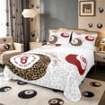 thumbnail image 1 of Meiyoeat Cheetah Print Billiards Snooker Queen Sheets 4 Pieces, Vintage Lucky 8 Ball Queen Sheet Sets for Bedroom, Red Brown White, 1 of 6