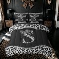thumbnail image 1 of Meiyoeat Cheetah Print Bow S Letter Full Size Bedding Sets for Women Girls, Bling Diamond Full Size Bed in a Bag, Black White, Black Reversible, 7pcs, 1 of 6