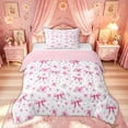 thumbnail image 1 of Meiyoeat Cherry Blossom Bow Twin Comforter Sets for Women Girls, Cartoon Watercolor Pink Floral Bedding Set, Pink Reversible, 2pcs, 1 of 6