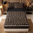 thumbnail image 1 of Meiyoeat Classic Leopard Print Zipper Full Size Comforter Sets with Fitted Sheet and 2 Pillowcases, Wild Animal Spot Pattern Zipper Bedding Set, Brown Black,4pcs,Black Reversible, 1 of 6