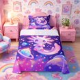 thumbnail image 1 of Meiyoeat Cosmic Kawaii Axolotl Twin Sheets 3pcs, Whimsical Galaxy Planet Pattern Bedding, Purple Pink, 1 of 6