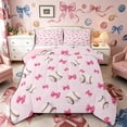 thumbnail image 1 of Meiyoeat Cute Baseball Queen Comforter Set 3 Pieces, Pink Bow Print Comforter Sets Queen for Bedroom,Pink Reversible, 1 of 6