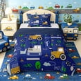 thumbnail image 1 of Meiyoeat Cute Construction Truck Twin Comforter Sets 2pcs, Cartoon Car Bedding Set for Bedroom, Blue Yellow,Navy Blue Reversible, 1 of 6