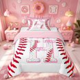 thumbnail image 1 of Meiyoeat Cute Sprinkle Baseball Twin Comforter Sets for Boys Girls Kids, Ice Cream Monogram H Bedding Set, Pink Red, Pink Reversible, 2-Piece, 1 of 6