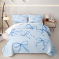 thumbnail image 1 of Meiyoeat Delicate Blue Bow Quilt Full,Watercolor Ribbon Bowknot Print Full Bedspread Sets for Bedroom, 1 of 7