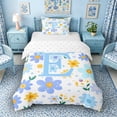 thumbnail image 1 of Meiyoeat Delicate Wildflower Letter E Twin Bedding for Girls Children, Cute Art Duvet Cover Set for Bedroom, Light Blue Yellow White,2pcs,No Comforter, 1 of 5