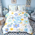 thumbnail image 1 of Meiyoeat Delicate Wildflower Letter S Twin Bedding Sets 7-Piece for Girls Children, Cute Art Bedding Comforter Set for Bedroom, Light Blue Yellow White, 1 of 6