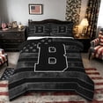 thumbnail image 1 of Meiyoeat Distressed US Flag Letter B Queen Comforter Set 3pcs for Men Teens, Bold Initial Bedding Comforter Set, Black Gray White,Black Reversible, 1 of 6