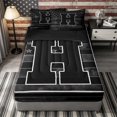 thumbnail image 1 of Meiyoeat Distressed US Flag Letter H Zipper Twin Comforter Sets with Fitted Sheet and 2 Pillowcases for Men Kids, Bold Monogram Zipper Bedding Set, Black Gray White,4-Piece,Black Reversible, 1 of 6