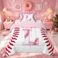 thumbnail image 1 of Meiyoeat Donut Initial L Letter Twin Comforter Sets for Girls Kids, Ice Cream Baseball Sport Bedding Set, Pink, Pink Reversible, 2-Piece, 1 of 6