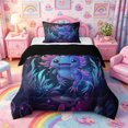 thumbnail image 1 of Meiyoeat Dreamy Axolotl Print Twin Comforter Sets 2pcs, Neon Underwater Bubble Pattern Bedding Set, Blue Purple,Black Reversible, 1 of 6
