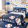 thumbnail image 1 of Meiyoeat Eat Sleep Baseball Bed Sheets 4-Piece,Sport Theme Full Size Sheets,Navy White,1 Fitted Sheet,1 Flat Sheet and 2 Pillowcases, 1 of 6