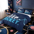 thumbnail image 1 of Meiyoeat Eat Sleep Hockey Print Bedding, Ball Gamer Duvet Cover Full, Navy Light Blue,3pcs,No Comforter,Navy Blue Reversible, 1 of 6