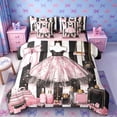 thumbnail image 1 of Meiyoeat Glamorous Tulle Dress 7-Piece Twin Bedding,Sparkly Bow Handbag Bedding Comforter Set,Black White Pink Gold,Pink Reversible, 1 of 6