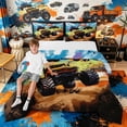 thumbnail image 1 of Meiyoeat Graffiti Monster Truck Queen Comforter Set 3 Pieces for Boys,Checkered Race Flag Comforter Sets Queen,orange green,Reversible,1 Comforter and 2 Pillowcases,1 Comforter and 2 Pillowcases, 1 of 6