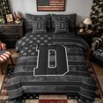 thumbnail image 1 of Meiyoeat Grunge US Flag Letter D Bedding Comforter Set 7-Piece for Men Juniors, Cool Graphic King Bedding Sets, Black Gray White,Black Reversible, 1 of 6